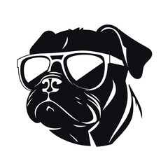  portrait of Playful Pug Illustration 