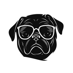  portrait of Playful Pug Illustration 