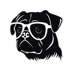  portrait of Playful Pug Illustration 