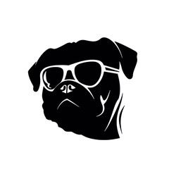  portrait of Playful Pug Illustration 