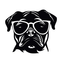  portrait of Playful Pug Illustration 