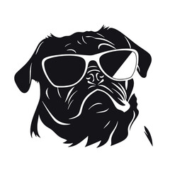  portrait of Playful Pug Illustration 