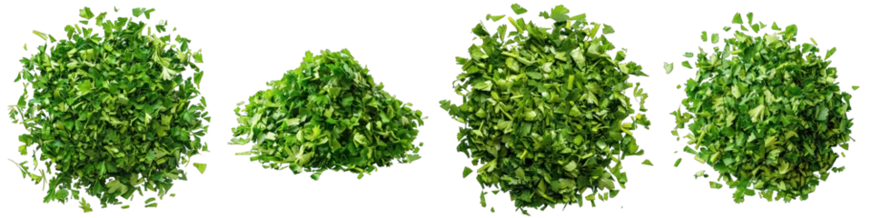 Fotobehang Chopped dry parsley leaves pile  Hyperrealistic Highly Detailed Isolated On Transparent Background Png File © Wander Taste