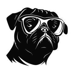 cool pug wearing sunglasses vector illustration