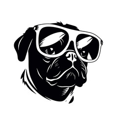 cool pug wearing sunglasses vector illustration