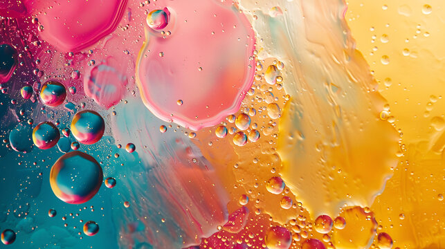 Abstract colorful creative macro oil and water background, generative ai