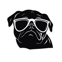 cool pug wearing sunglasses vector illustration