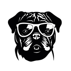 cool pug wearing sunglasses vector illustration