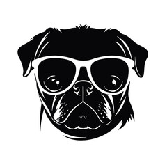 cool pug wearing sunglasses vector illustration