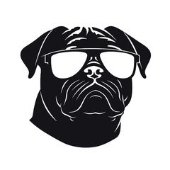 pug - Vector black dog silhouette isolated