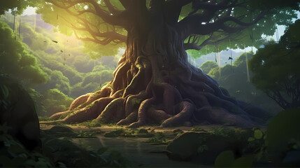 Tree root systems penetrate deep into the ground and crisscross the soil