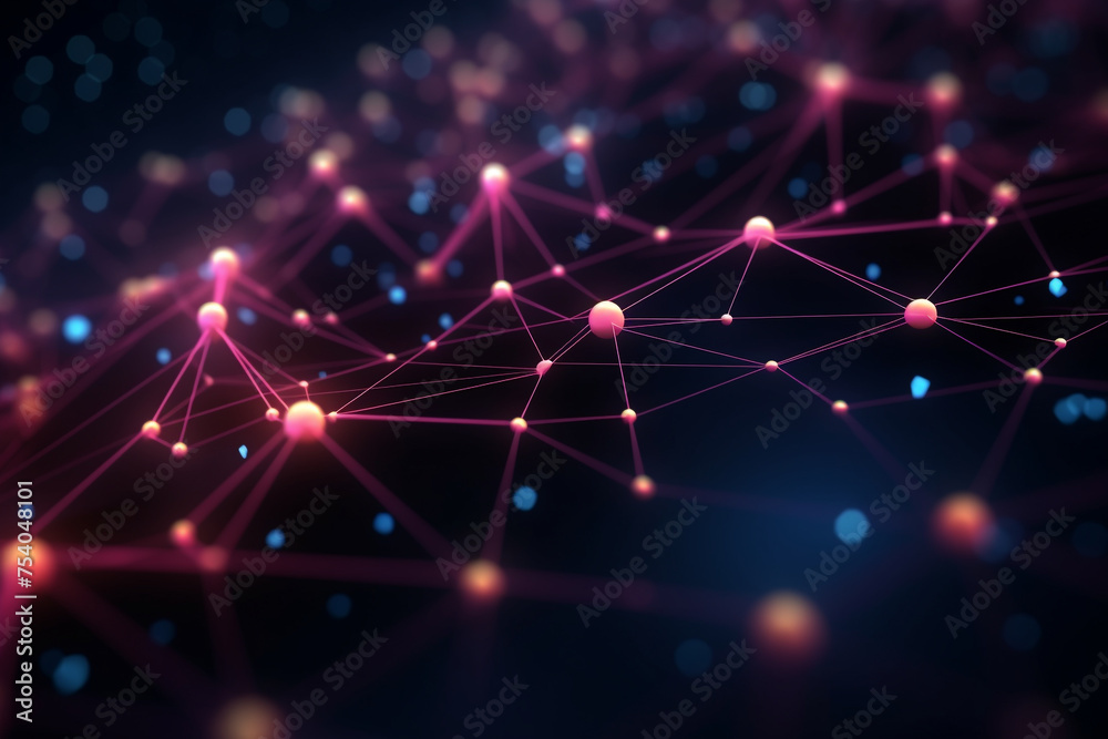 Poster abstract 3d connected dots and lines, network connection structure, science and technology backgroun