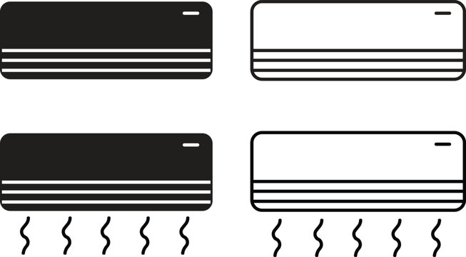 Air conditioner flat icons Set. Vectors from hotel and restaurant. Conditioner vent heat editable stock on transparent background. Air flow condition cool related to electronics, Household appliances.