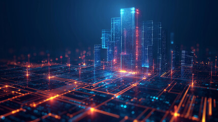 Fototapeta premium Isometric big data concept, database. Abstract technology background. Vector illustration.