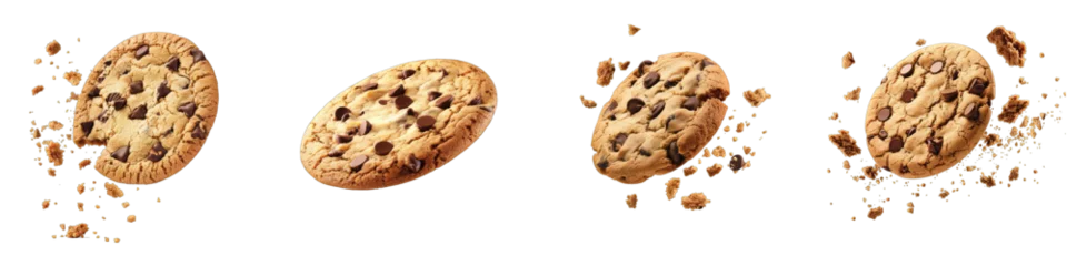 Fotobehang cookie flying  Hyperrealistic Highly Detailed Isolated On Transparent Background Png File © Wander Taste