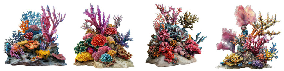 Coral reef  Hyperrealistic Highly Detailed Isolated On Transparent Background Png File