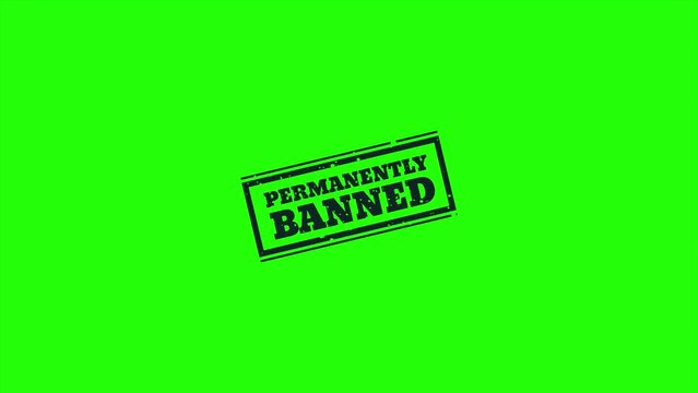 Banned stamp on green screen 4k animation with three different colors