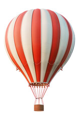 flying hot air balloon on white background