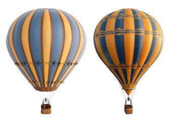 Obraz premium pack of two flying airship on white background