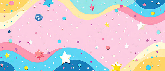 Cute colorful kawaii pattern seamless beautiful view advertising background banner copy space area
