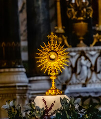 Golden Monstrance Holding Bread Basilica of Notre Dame Lyon France - 754051555