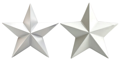 set of silver rating star on transparent background