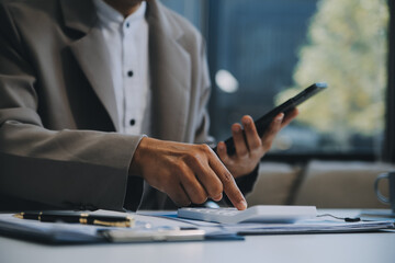 Office, tablet and business man happy for positive financial savings, finance budget report or administration feedback. Growth analytics, data analysis review and person smile for research statistics