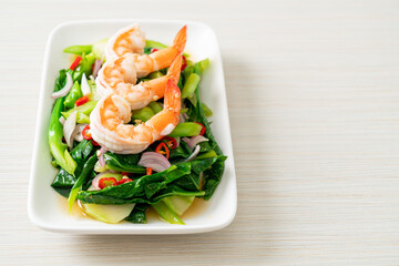 Spicy Chinese Kale Salad with Shrimp