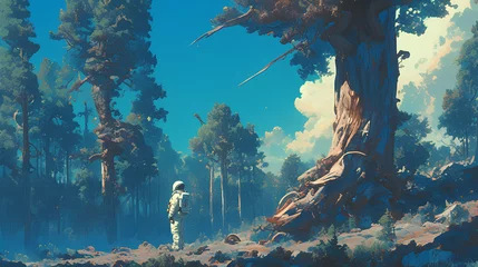 Foto op Canvas prehistoric forest landscape with astronauts , Flora view © Adja Atmaja