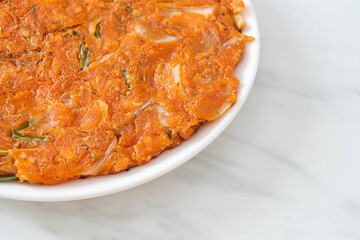 Korean Kimchi pancake or Kimchijeon