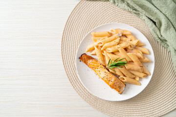 salmon with penne pasta cream sauce