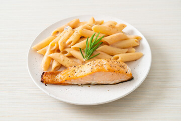 salmon with penne pasta cream sauce