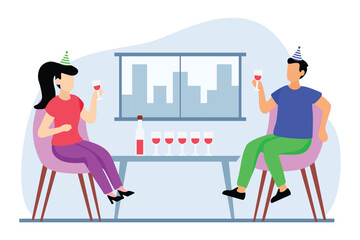 Birthday Party Flat Design Illustration