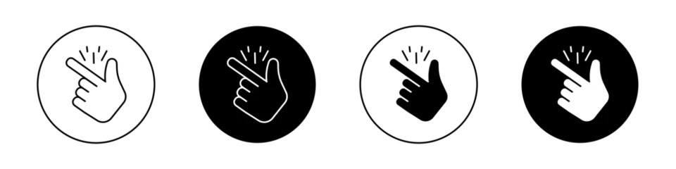 Poster Finger Snapping Icon Set. Hand Finger snap easy vector symbol in a black filled and outlined style. Instant Magic Sign. © Gopal