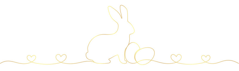 The golden rabbit and egg with line art style for easter day of illustration vector