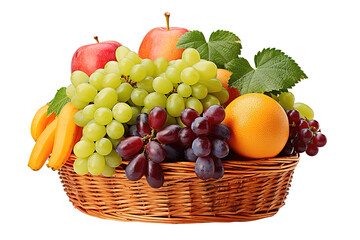 clipart fruit basket watercolor illustration isolated on png background. generative ai.