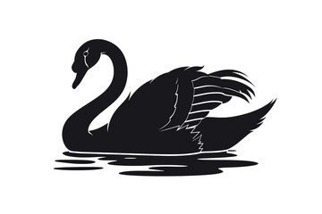 swan silhouette icon Vector on a White background