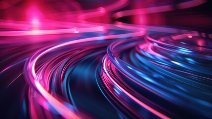 Pink and blue abstract background with light trails of elliptical shape Generative Ai 