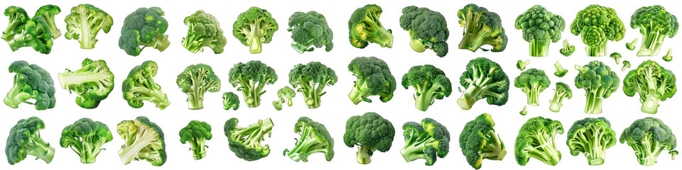 Delicious broccoli collection  Hyperrealistic Highly Detailed Isolated On Transparent Background Png File