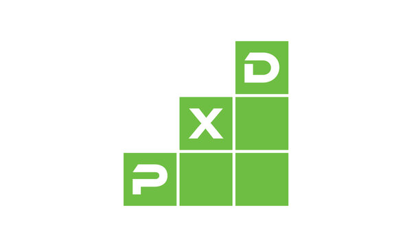 PXD initial letter financial logo design vector template. economics, growth, meter, range, profit, loan, graph, finance, benefits, economic, increase, arrow up, grade, grew up, topper, company, scale