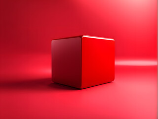 Creative 3D Red Square Container Mockup Template for Online Shopping Campaigns with Giveaway Discount Promotion