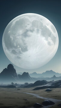 Moon over the mountains wallpaper for Notebook cover, I pad, I phone, mobile high quality images