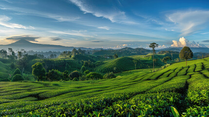 Fototapeta na wymiar View of beautiful green tea plantations