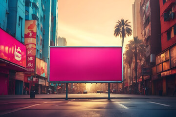 Empty signboard for advertising design, a billboard with space for mockup information design, the billboard on city streets - obrazy, fototapety, plakaty