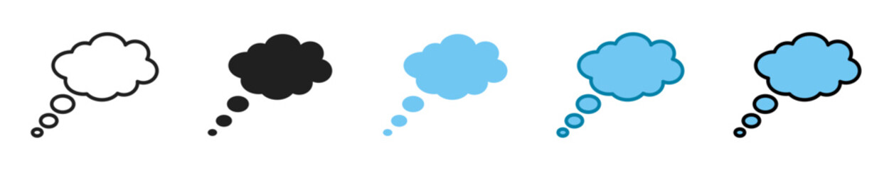 Dream Cloud Vector Illustration Set. Imagination Float Sign suitable for apps and websites UI design style.