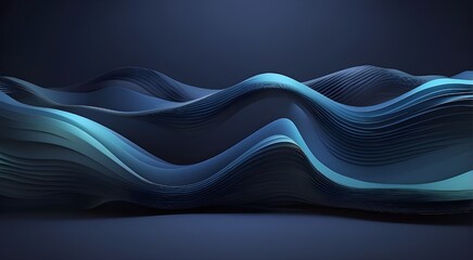 a gradient-filled, smoothly flowing, wavy form with energy motion, a dark blue design curve line, calming music, or technology.