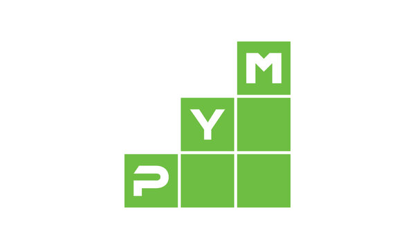 PYM initial letter financial logo design vector template. economics, growth, meter, range, profit, loan, graph, finance, benefits, economic, increase, arrow up, grade, grew up, topper, company, scale