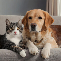 Fototapeta na wymiar a cute cat and dog