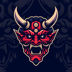 Vector illustration of Japanese oni head