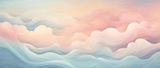 Fototapeta na wymiar abstract soft cloud serenity background in calm pastel colors with wavy lines and shadows created with Generative AI Technology 
